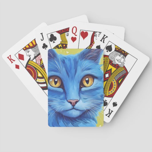 Grote blauwe kat. pokerkaarten (Achterkant)
