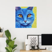 Grote blauwe kat. poster (Thuiskantoor)