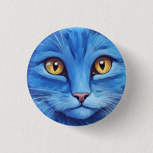 Grote blauwe kat. ronde button 3,2 cm (Voorkant)