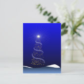 Grote Blauwe Kerstboom met Gouden Sterren Feestdagenkaart (Staand voorkant)