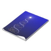 Grote blauwe kerstboom met gouden sterren notitieblok (Linkerzijde)