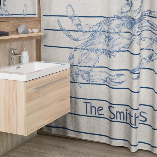 Grote blauwe krab schaaldieren illustratie douchegordijn