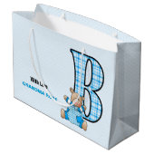 Grote blauwe letter B voor jongens met teddybeer Large Cadeautasje (Achterkant Gekanteld)