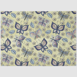 Grote Blauwe Naadloze Vlinderpatroon Decoupage Tissuepapier