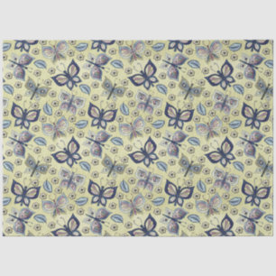 Grote Blauwe Naadloze Vlinderpatroon Decoupage Tissuepapier