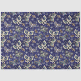 Grote Blauwe Naadloze Vlinderpatroon Decoupage Tissuepapier