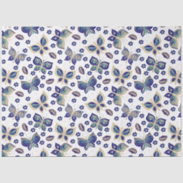 Grote Blauwe Naadloze Vlinderpatroon Decoupage Tissuepapier