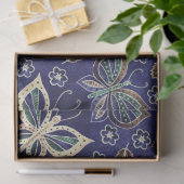 Grote Blauwe Naadloze Vlinderpatroon Decoupage Tissuepapier (Geschenk)