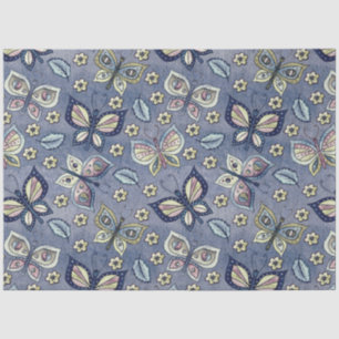 Grote Blauwe Naadloze Vlinderpatroon Decoupage Tissuepapier