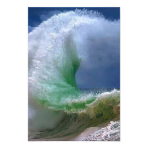 Grote blauwe oceaan golven foto afdruk