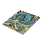 Grote blauwe octopustegel tegeltje (Zijkant)