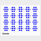 Grote blauwe polka stippen ronde sticker (Vel)