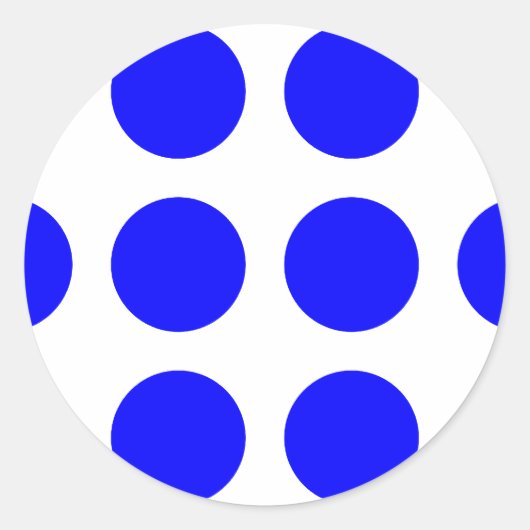 Grote blauwe polka stippen ronde sticker (Voorkant)