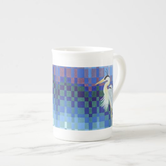 Grote Blauwe Reiger Bargello Porselein Kop (Voorkant rechts)