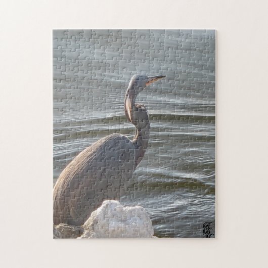 Grote Blauwe Reiger bij het Water Legpuzzel (Verticaal)
