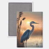 Grote blauwe reiger bij zonsopgang magneet (Voorkant / Achterkant)
