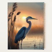 Grote blauwe reiger bij zonsopgang planner (Achterkant)