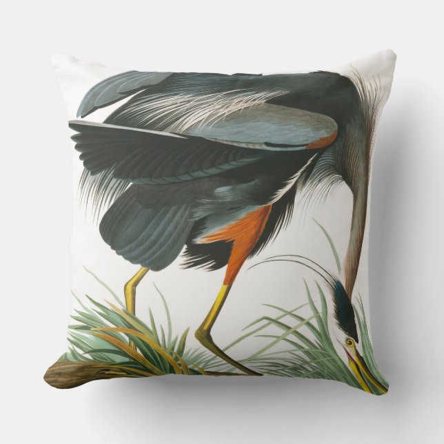 Grote Blauwe Reiger door John James Audubon Kussen (Voorkant)