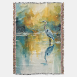 Grote Blauwe Reiger Gele Zonsopgang Deken