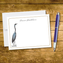 Grote Blauwe Reiger Handgetekend Vintage Elegante 