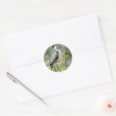 Grote blauwe reiger illustratie ronde sticker (Envelop)