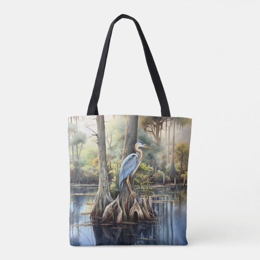 Grote blauwe reiger in de Glades, Tote Bag (Achterkant)
