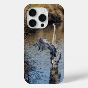Grote blauwe reiger in het meer iPhone 15 pro case