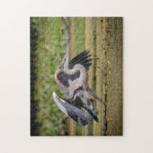 Grote blauwe reiger in vlucht legpuzzel (Verticaal)