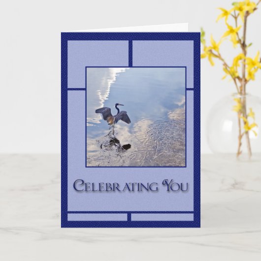 Grote Blauwe Reiger Kaart (Gele Bloem)