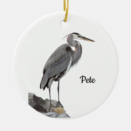Grote Blauwe Reiger Keramisch Ornament (Voorkant)