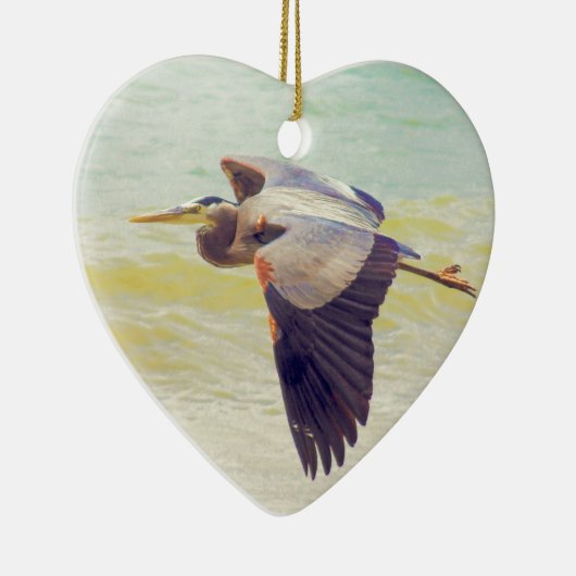 Grote blauwe reiger keramisch ornament (Rechts)