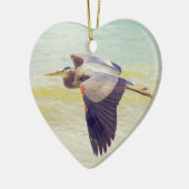 Grote blauwe reiger keramisch ornament (Links)