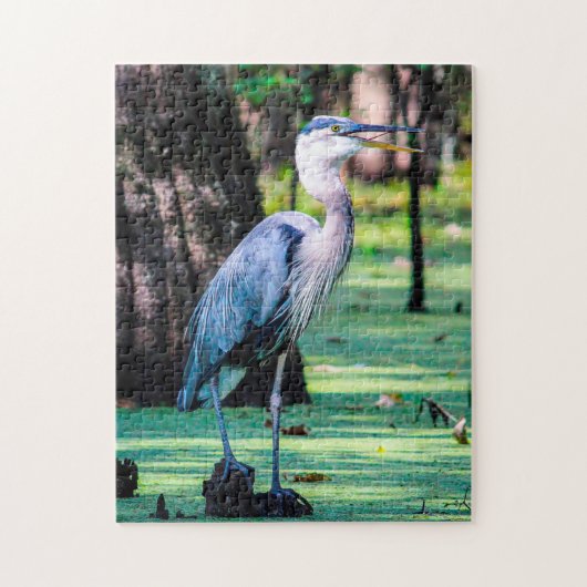 Grote Blauwe Reiger Louisiana. Legpuzzel (Verticaal)