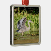 Grote Blauwe Reiger Metalen Ornament (Rechts)