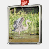Grote Blauwe Reiger Metalen Ornament (Links)