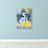 Grote Blauwe Reiger Moeras Expressionist Canvas Afdruk (Insitu (Houten vloer))