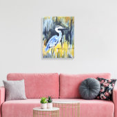 Grote Blauwe Reiger Moeras Expressionist Canvas Afdruk (Insitu (Woonkamer))