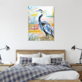 Grote Blauwe Reiger Moeras Expressionist Canvas Afdruk (Insitu (Slaapkamer))