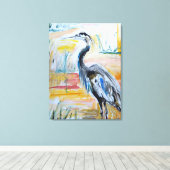 Grote Blauwe Reiger Moeras Expressionist Canvas Afdruk (Insitu (Houten vloer))