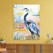 Grote Blauwe Reiger Moeras Expressionist Canvas Afdruk (Insitu (Woonkamer))