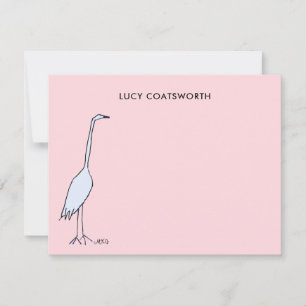 Grote Blauwe Reiger Monogram Boho Vogel Kunst Notitiekaartje
