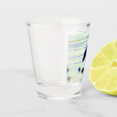 Grote blauwe reiger ontwerp Thunder_Cove Shot Glas (Links)
