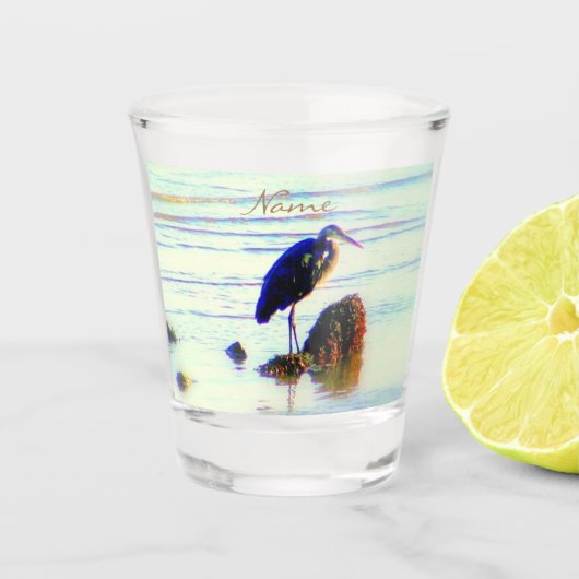 Grote blauwe reiger ontwerp Thunder_Cove Shot Glas (Voorkant)