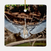 Grote blauwe reiger op een stam keramisch ornament (Achterkant)