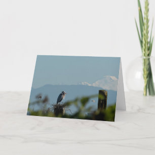Grote Blauwe Reiger Prettig Kerstfeest Kaart