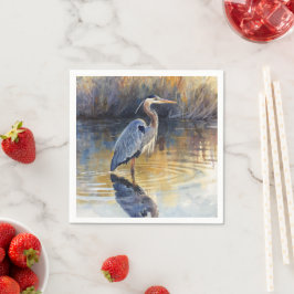 Grote Blauwe Reiger Rivier Aquarellen Servet