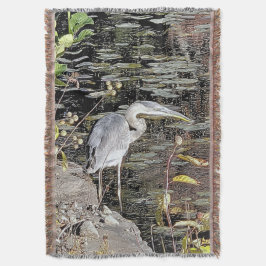 Grote Blauwe Reiger Tapijtstijl Deken