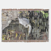 Grote Blauwe Reiger Tapijtstijl Deken (Voorkant)