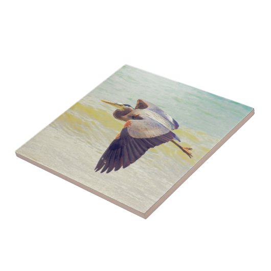 Grote blauwe reiger tegeltje (Zijkant)