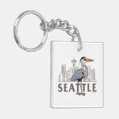 Grote blauwe reiger van Seattle City Bird Sleutelhanger (Voorkant Links)
